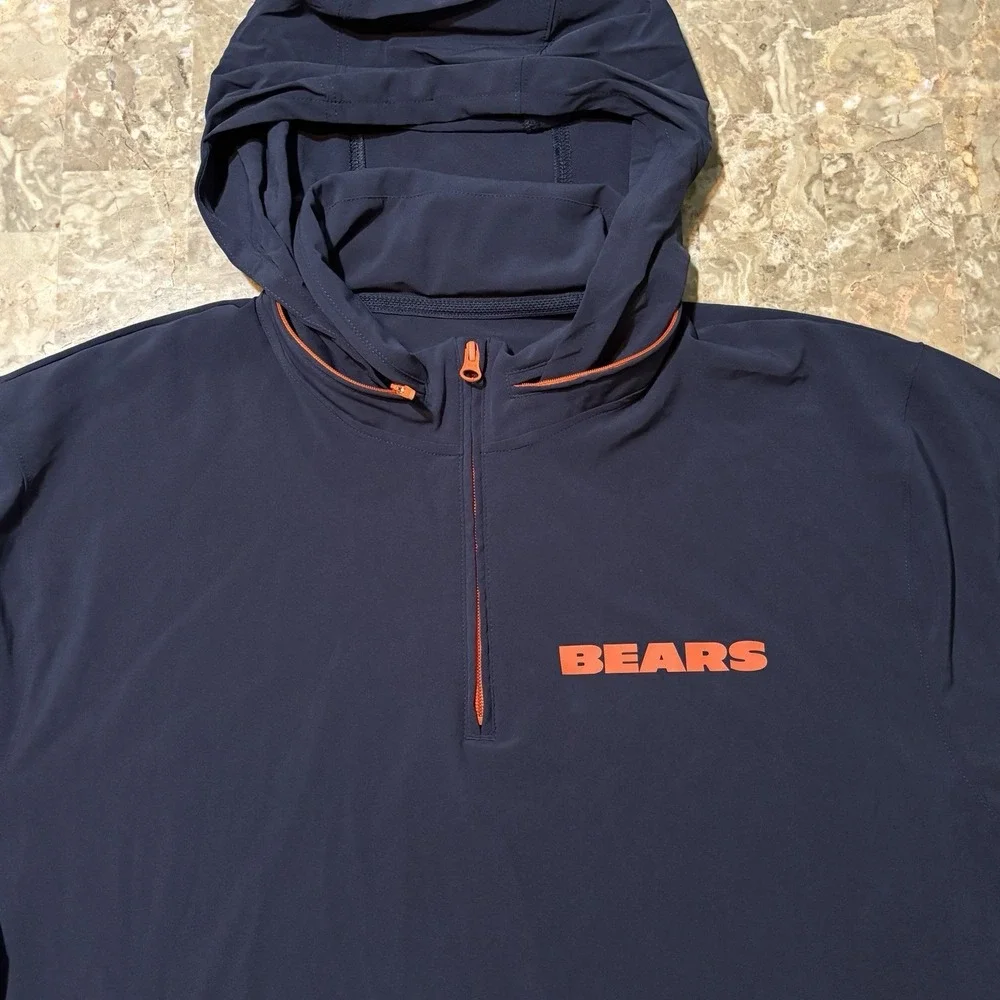 Nike Chicago Bears Sweatshirt Mens XL Blue Quarter Zip Packable Hood Performance